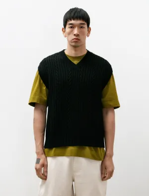 Cable Slipover Irregular Spun Wool Black