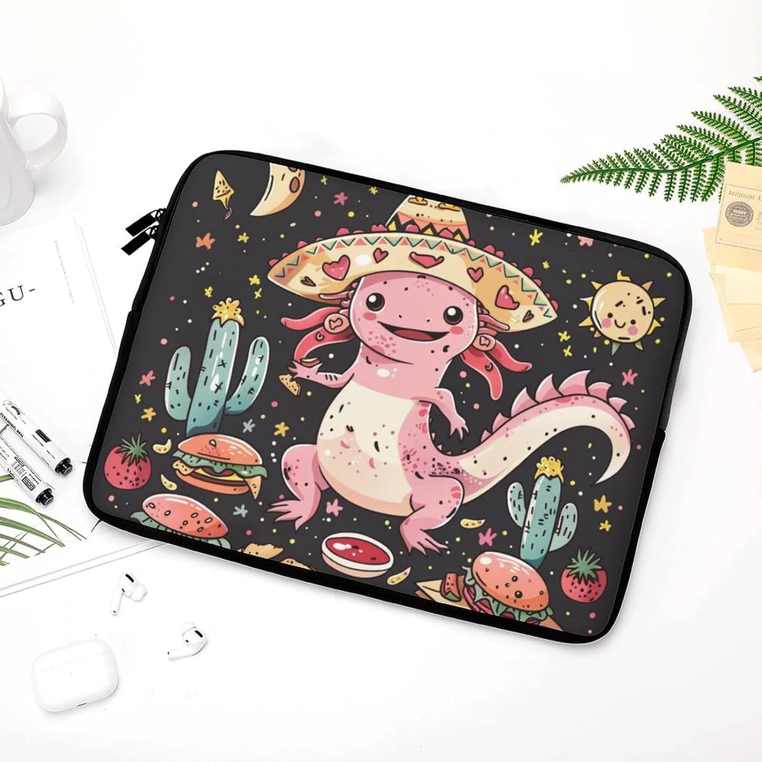 Cactus Axolotl Mexican Personalized Laptop Bag Business Casual Laptop Cases Slim Computer Bag Briefcase