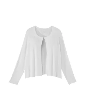 Camille 3/4 Sleeve Shrug with Ruffle Back | Ivory
