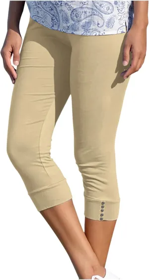 Capri Pants for Women Casual Summer Workout Leggings Stretch Knee Length Cropped Pants High Waisted Comfy Yoga Capris