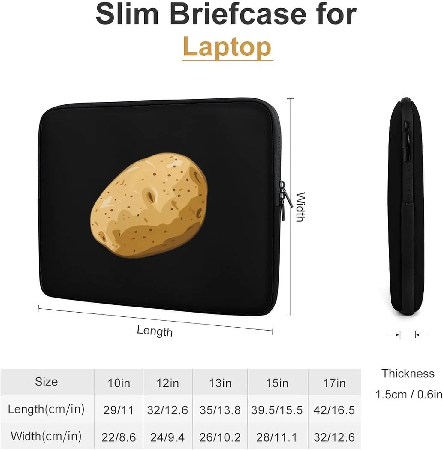 Cartoon Potato Personalized Laptop Bag Business Casual Laptop Cases Slim Computer Bag Briefcase