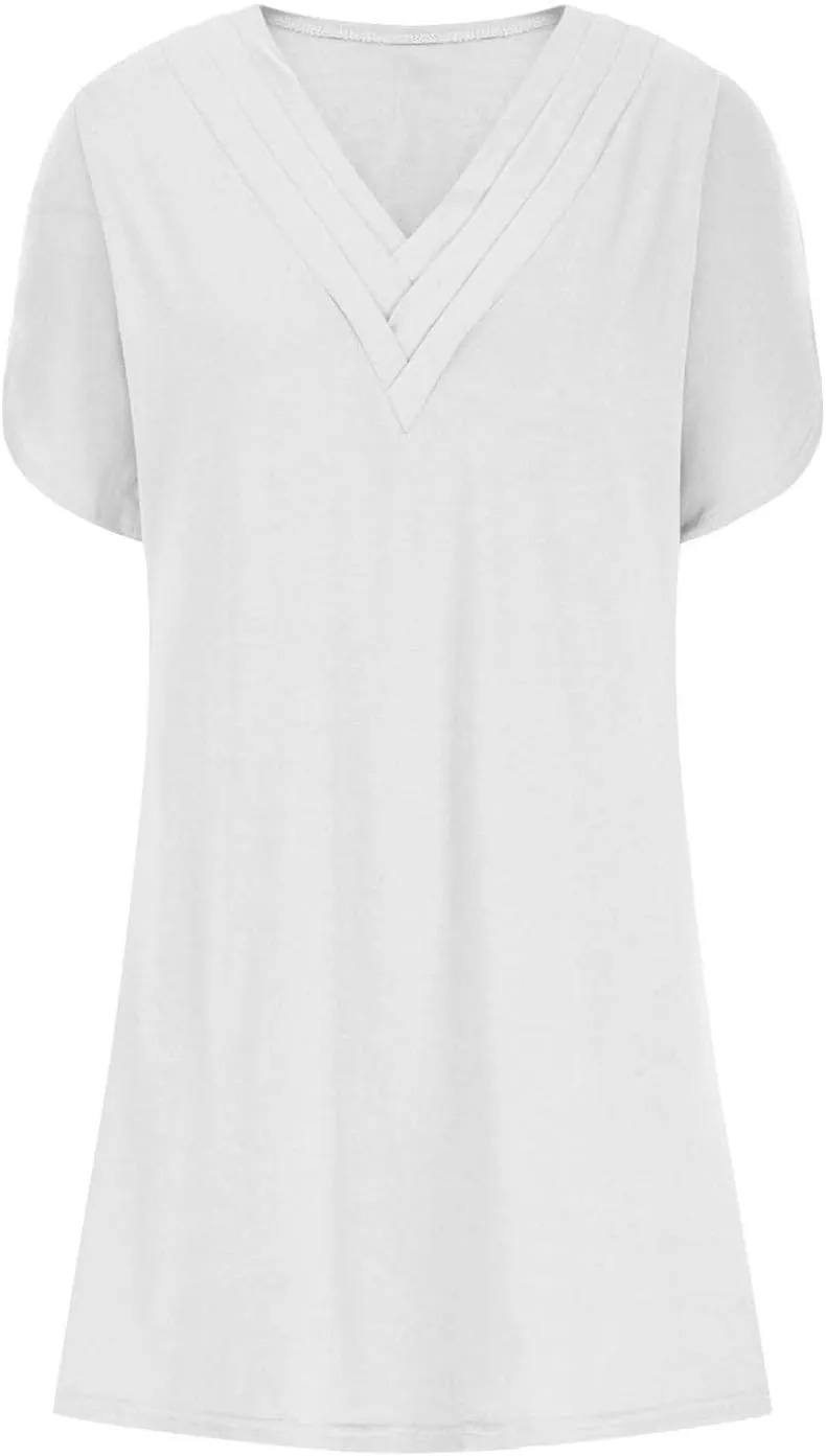 Casual Dresses for Women 2025 Solid V Neck Batwing Sleeve Mini Dress Summer Going Out Dress for Ladies