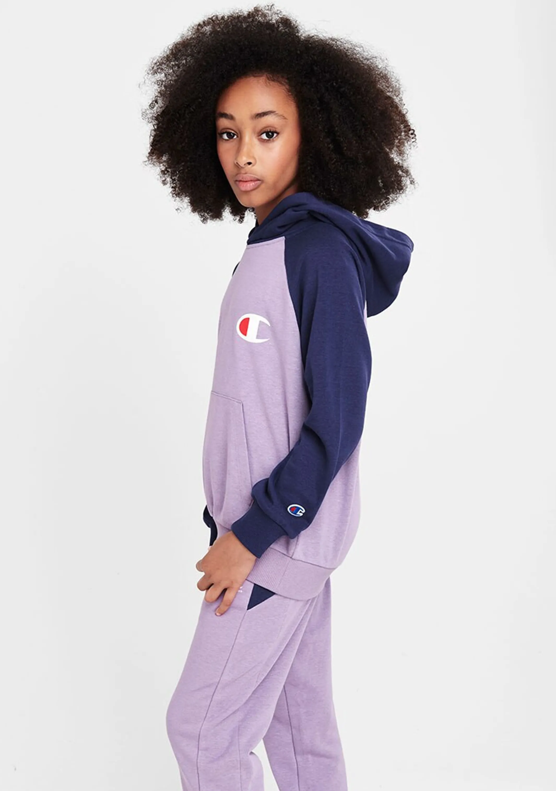 Champion Junior Lightweight Terry Colour Block Hoodie <br> KWC8N PUR