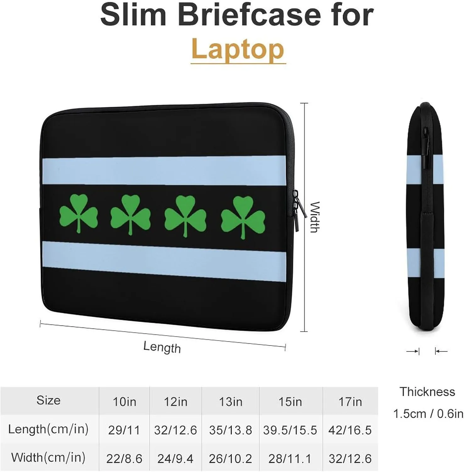 Chicago Irish Flag Personalized Laptop Bag Business Casual Laptop Case Slim Computer Bag Briefcase