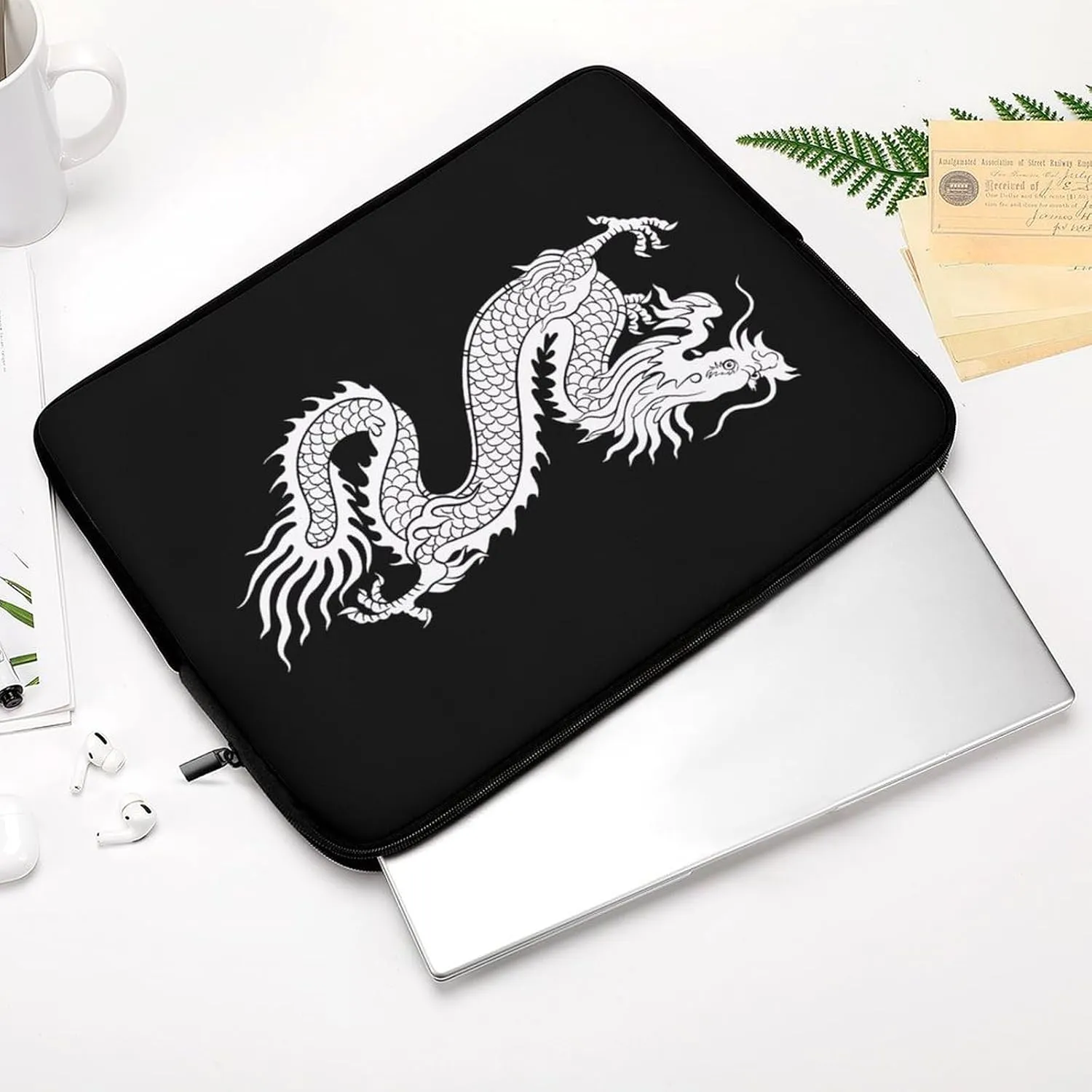 Chinese Dragon Silhouette Personalized Laptop Bag Business Casual Laptop Case Slim Computer Bag Briefcase