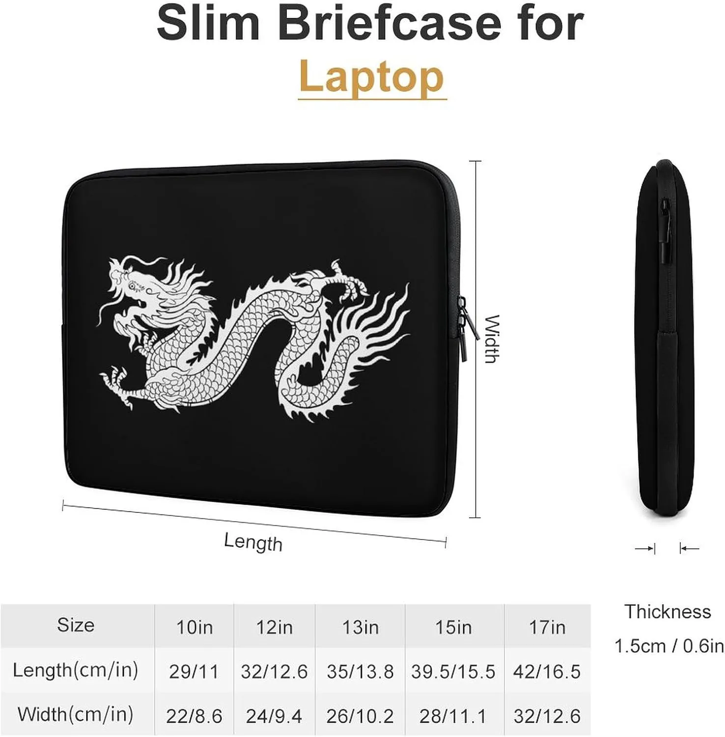Chinese Dragon Silhouette Personalized Laptop Bag Business Casual Laptop Case Slim Computer Bag Briefcase