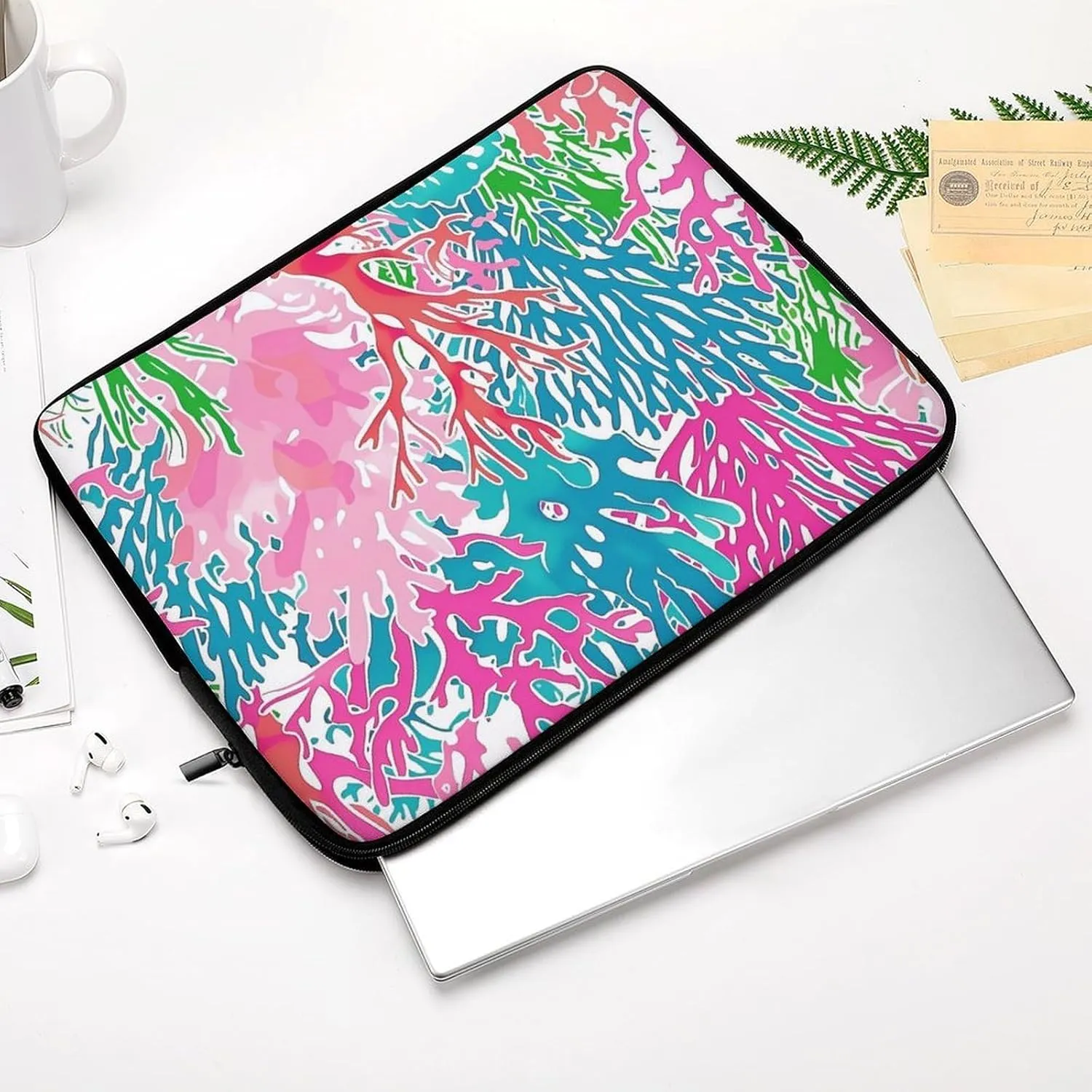 Colorful Coral Reef Print Personalized Laptop Bag Business Casual Laptop Cases Slim Computer Bag Briefcase