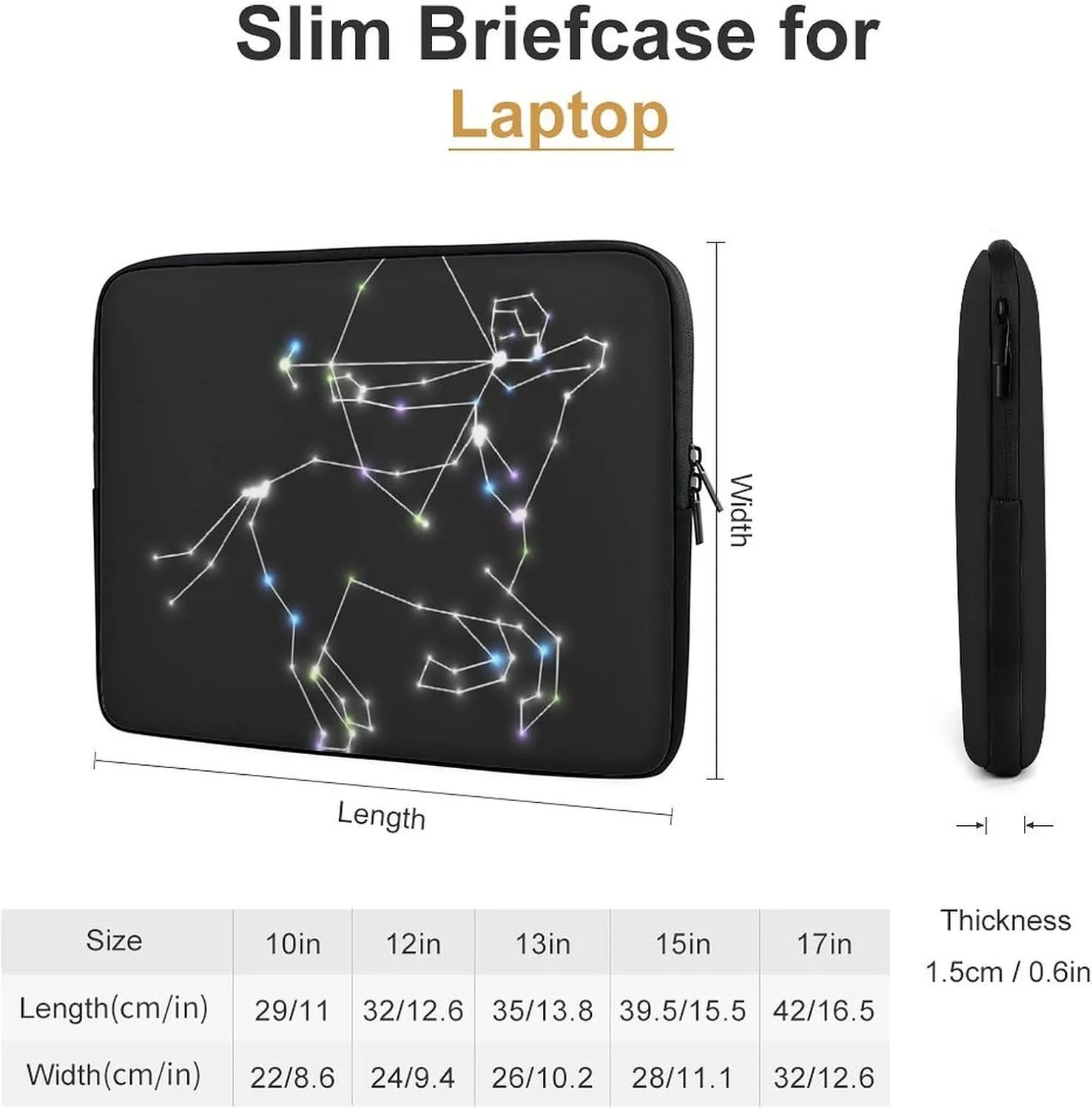 Constellation Sagittarius Personalized Laptop Bag Business Casual Laptop Case Slim Computer Bag Briefcase