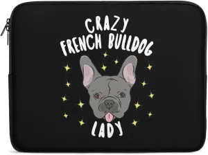 Crazy French Bulldog Lady Personalized Laptop Bag Business Casual Laptop Case Slim Computer Bag Briefcase