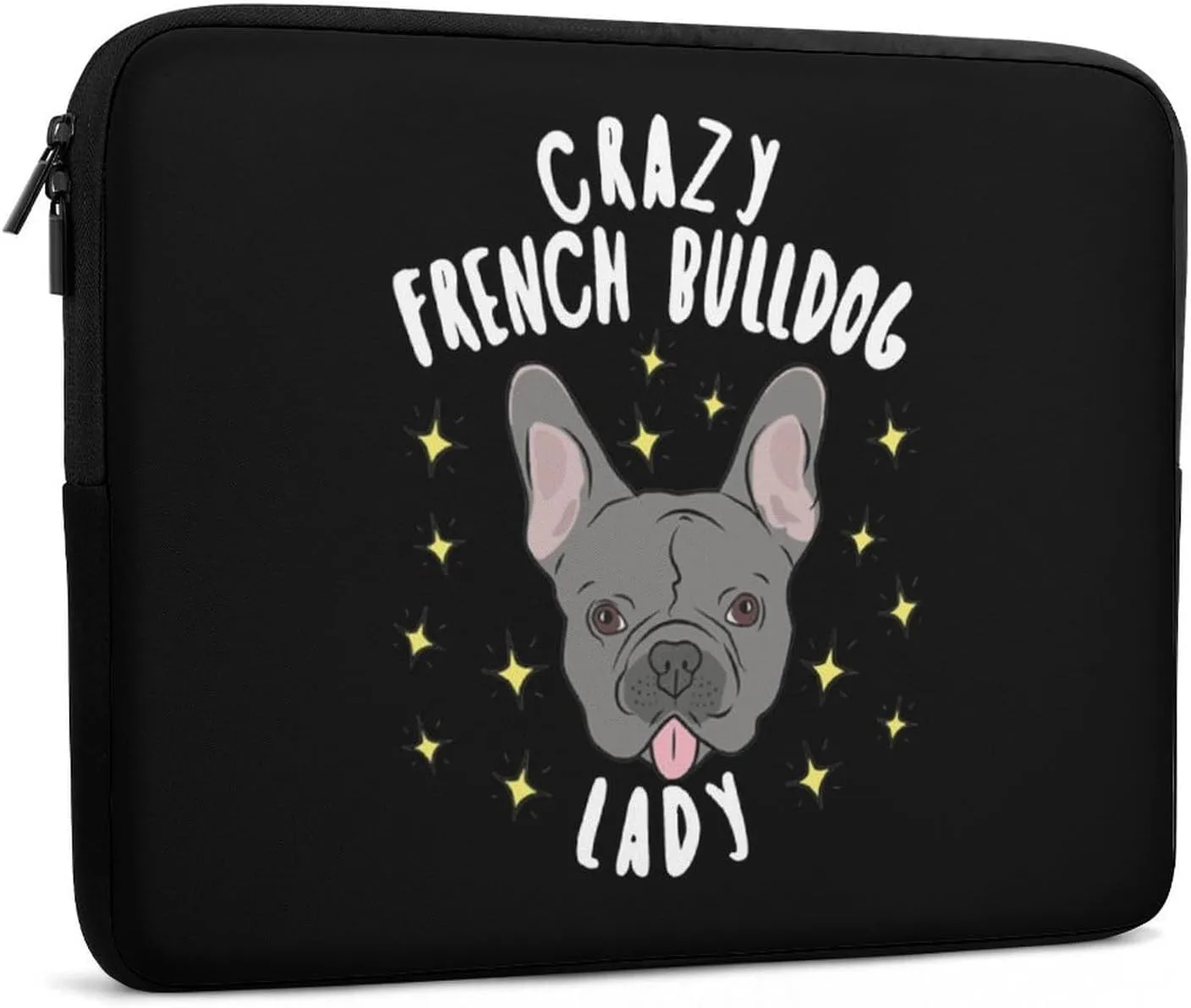 Crazy French Bulldog Lady Personalized Laptop Bag Business Casual Laptop Case Slim Computer Bag Briefcase