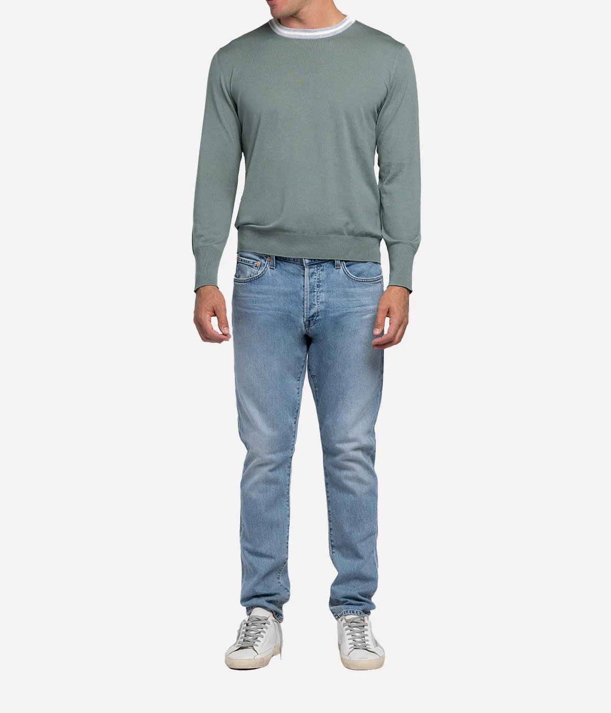 Crew Neck Sweater in Military Green