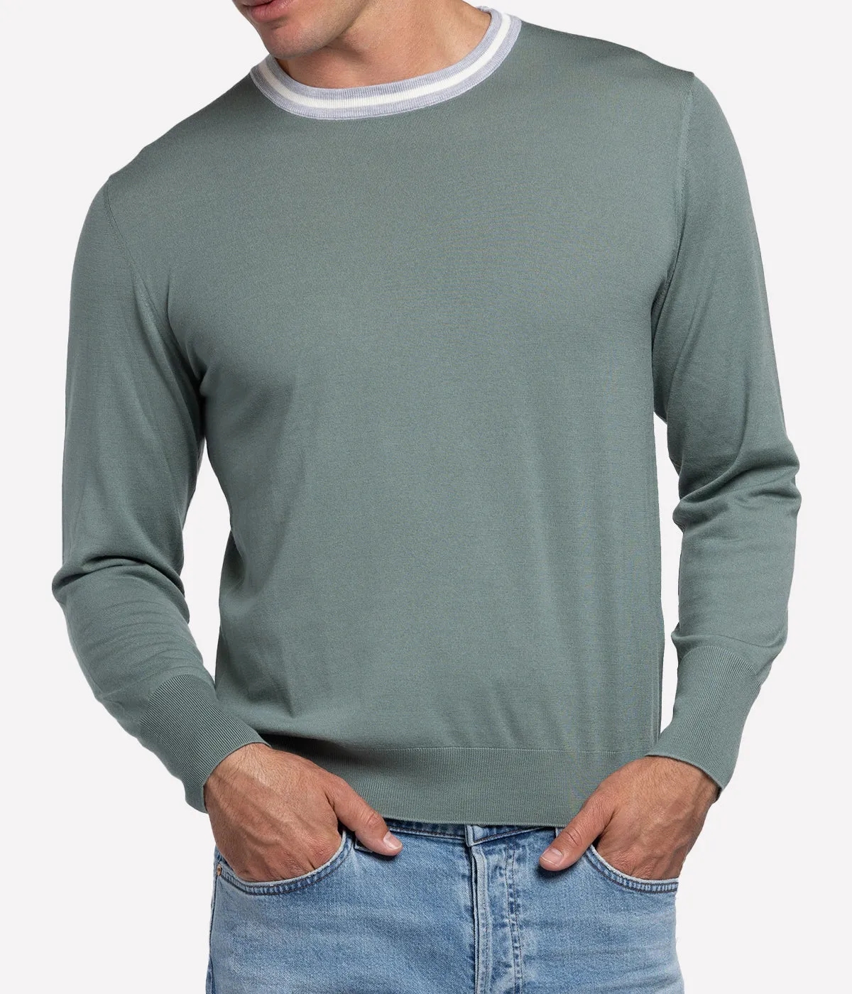 Crew Neck Sweater in Military Green