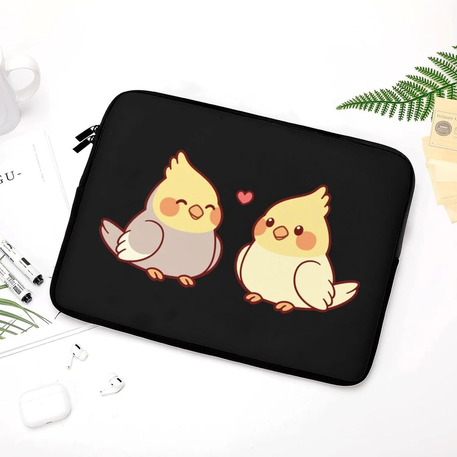 Cute Cartoon Cockatiel Personalized Laptop Bag Business Casual Laptop Case Slim Computer Bag Briefcase