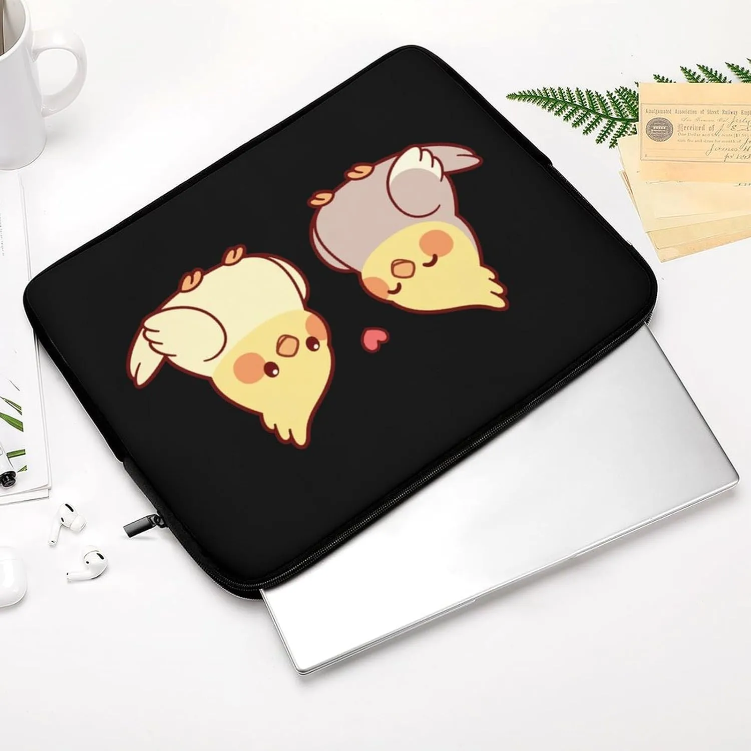 Cute Cartoon Cockatiel Personalized Laptop Bag Business Casual Laptop Case Slim Computer Bag Briefcase