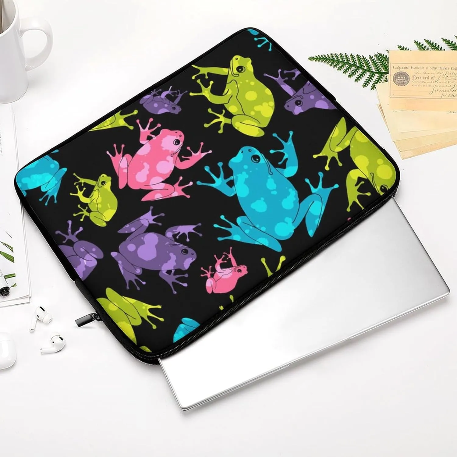 Cute Frogs Personalized Laptop Bag Business Casual Laptop Case Slim Computer Bag Briefcase