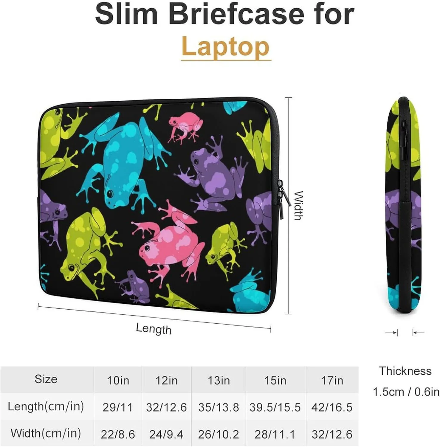 Cute Frogs Personalized Laptop Bag Business Casual Laptop Case Slim Computer Bag Briefcase