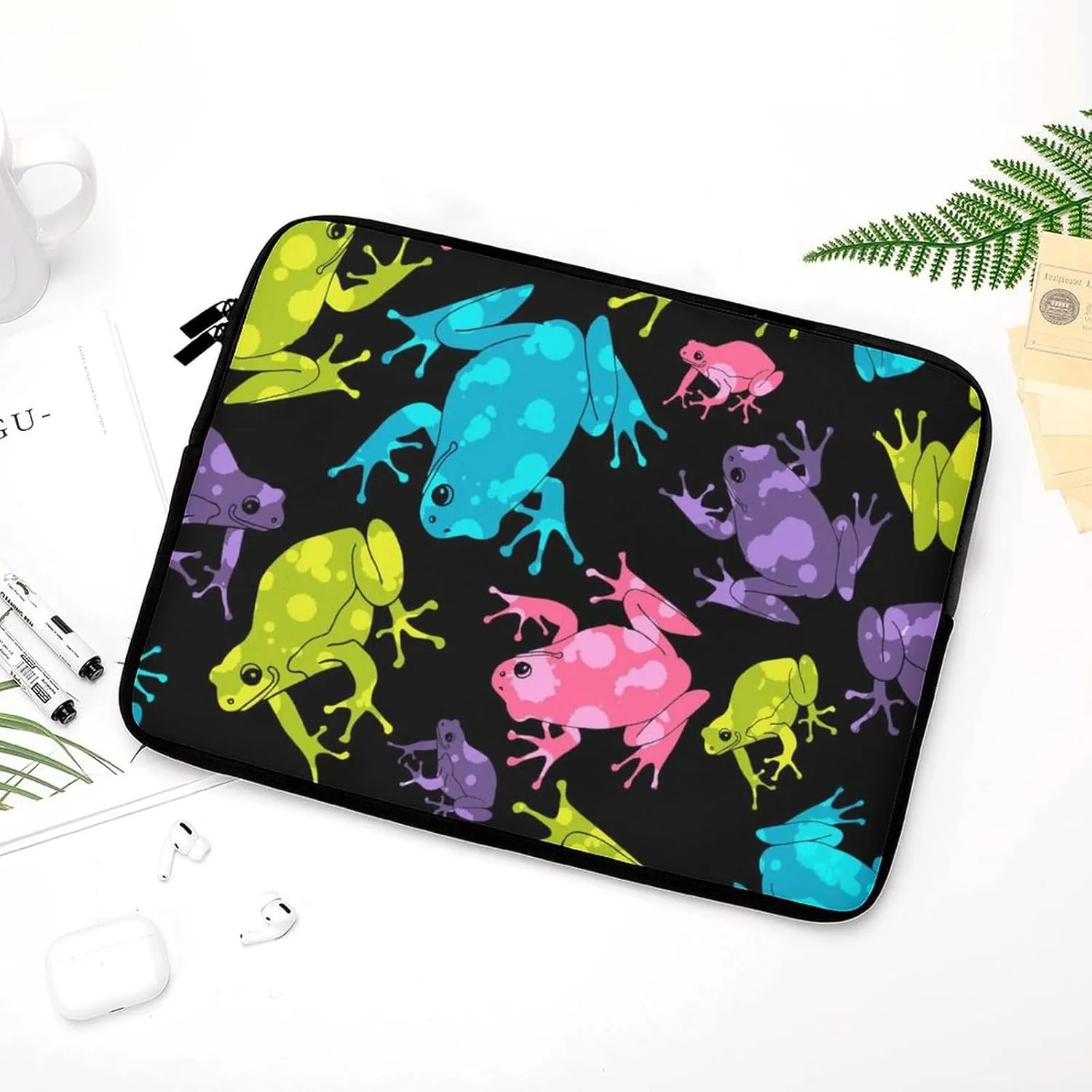 Cute Frogs Personalized Laptop Bag Business Casual Laptop Case Slim Computer Bag Briefcase