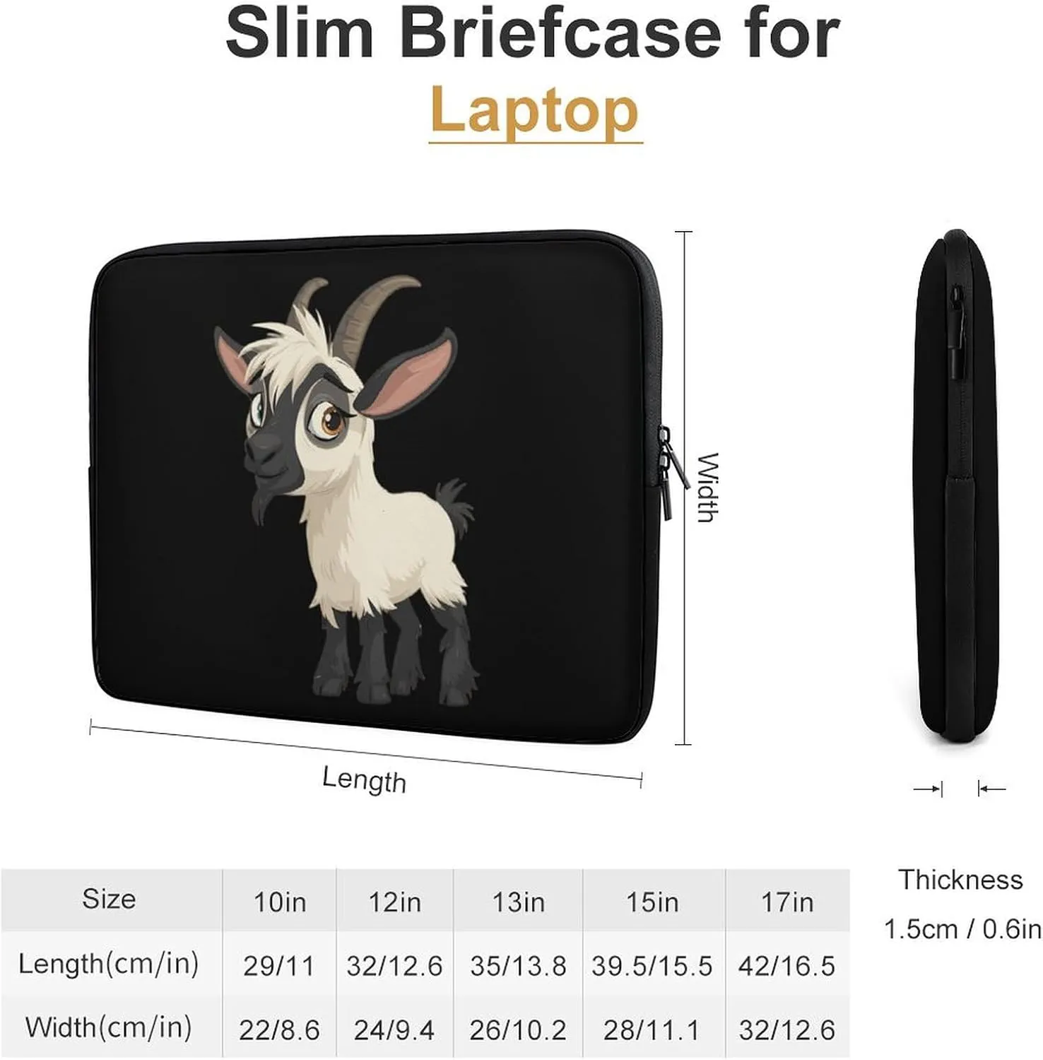 Cute Goat Personalized Laptop Bag Business Casual Laptop Cases Slim Computer Bag Briefcase