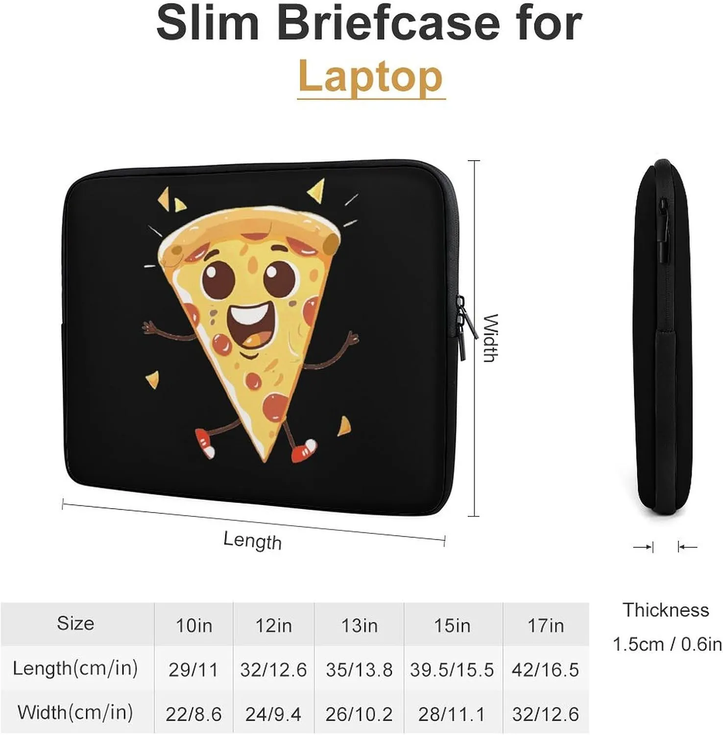 Cute Italia Pizza Personalized Laptop Bag Business Casual Laptop Cases Slim Computer Bag Briefcase
