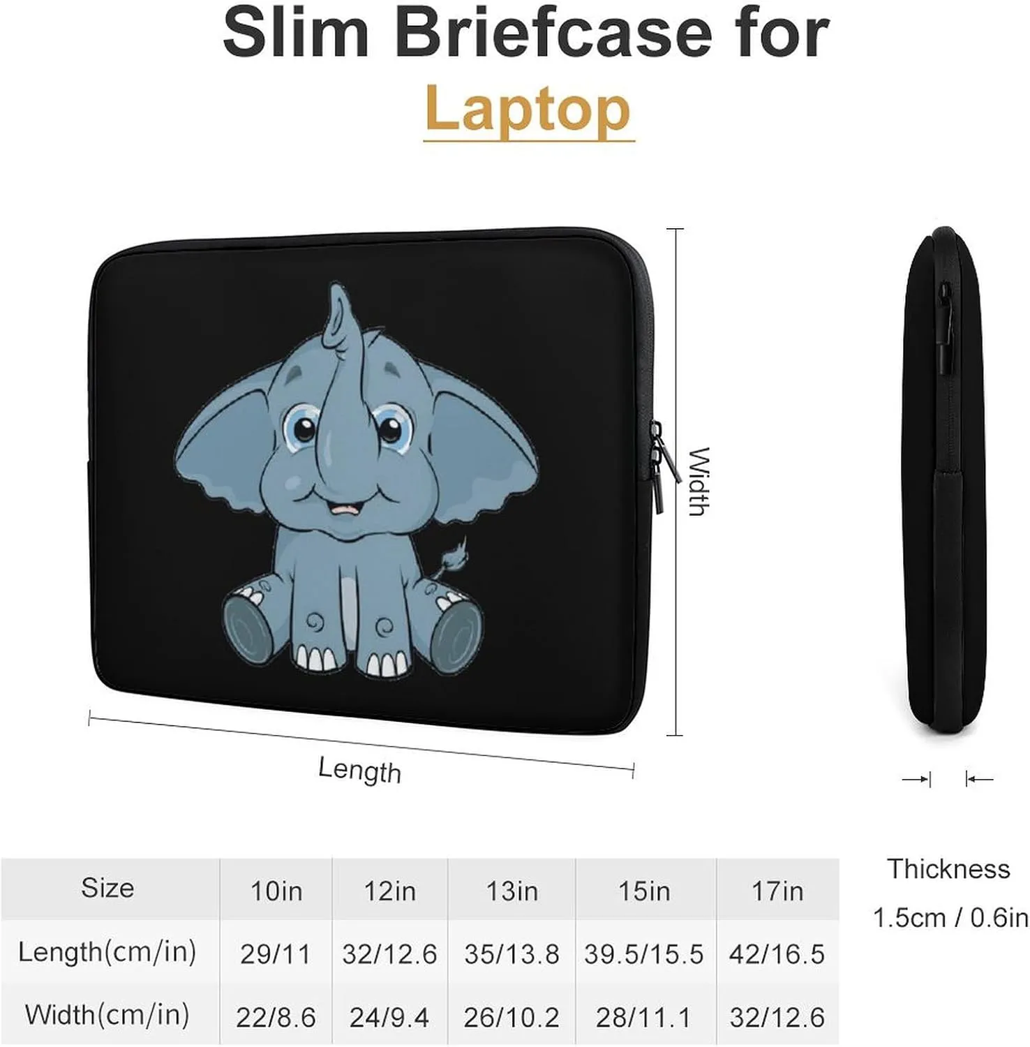 Cute Piggy Elephant Personalized Laptop Bag Business Casual Laptop Case Slim Computer Bag Briefcase