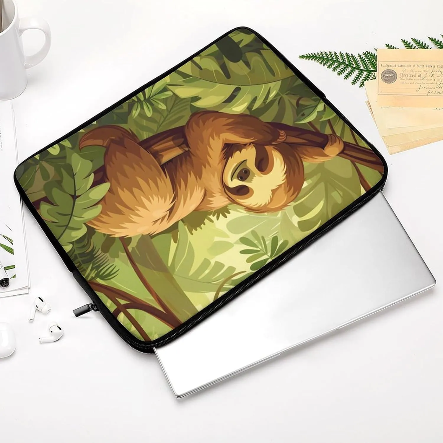 Cute Sloth in Tree Personalized Laptop Bag Business Casual Laptop Cases Slim Computer Bag Briefcase