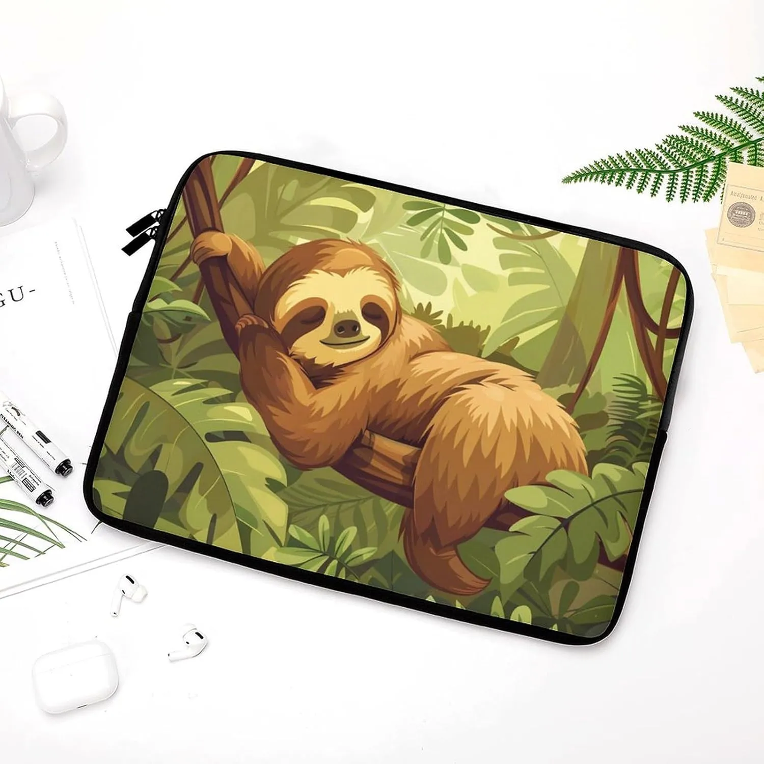 Cute Sloth in Tree Personalized Laptop Bag Business Casual Laptop Cases Slim Computer Bag Briefcase