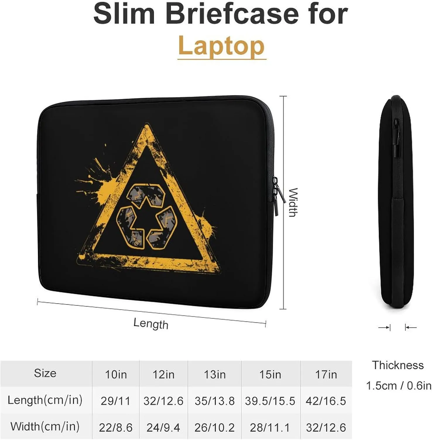 Cycle Recycling Triangle Personalized Laptop Bag Business Casual Laptop Cases Slim Computer Bag Briefcase