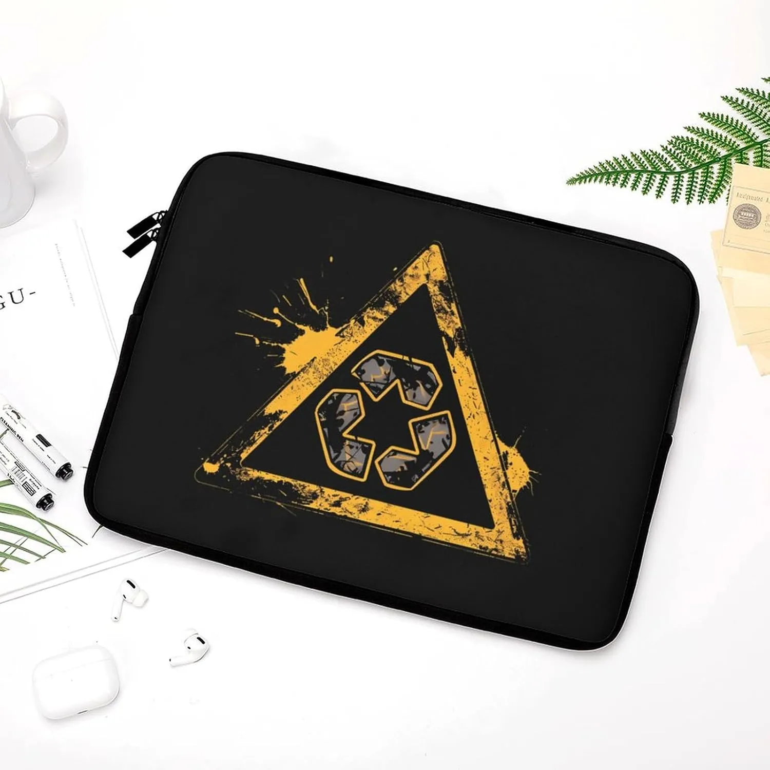 Cycle Recycling Triangle Personalized Laptop Bag Business Casual Laptop Cases Slim Computer Bag Briefcase