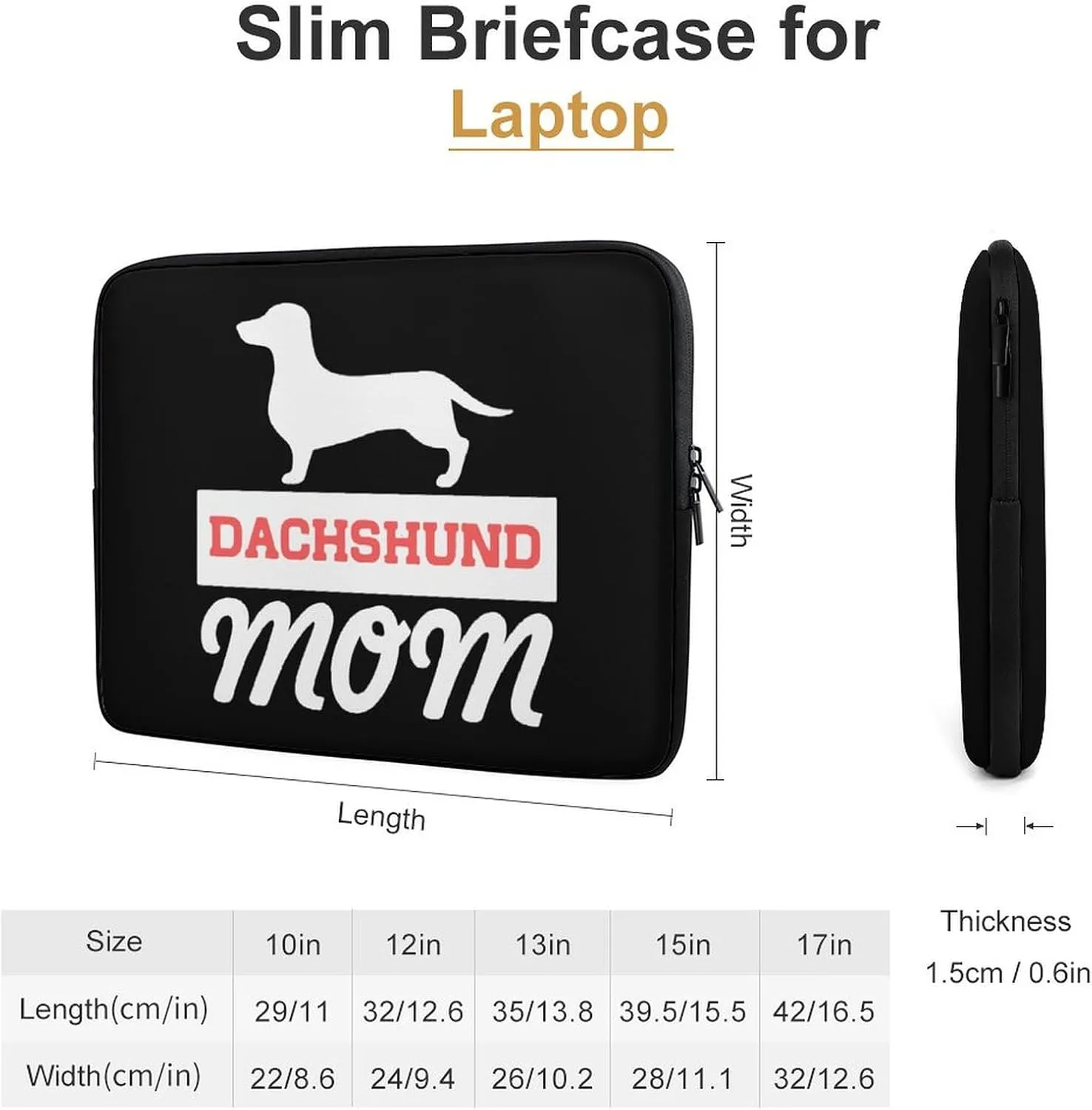 Dachshund Dog Mom Personalized Laptop Bag Business Casual Laptop Case Slim Computer Bag Briefcase