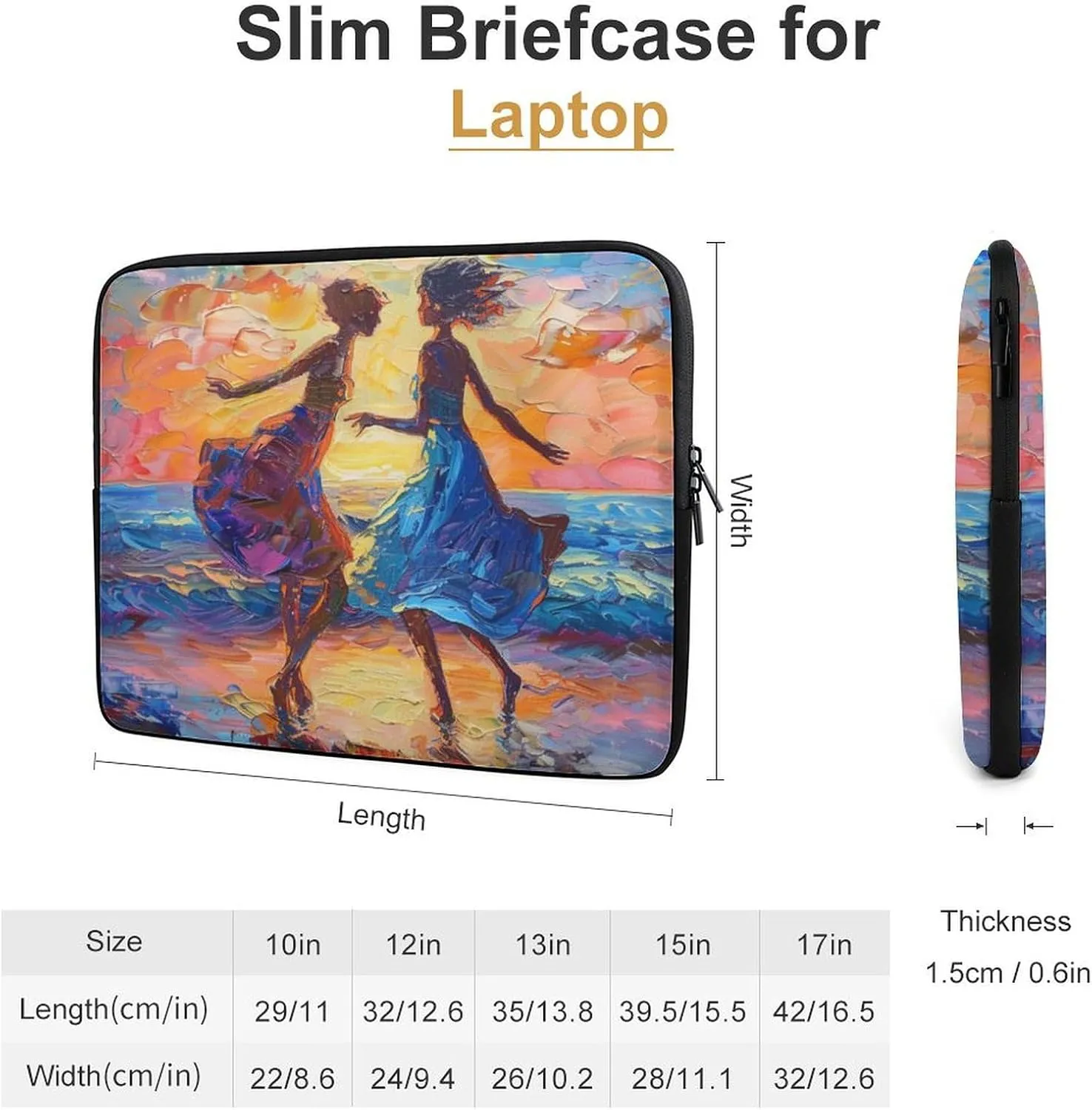 Dancing in The Dusk Sunset Personalized Laptop Bag Business Casual Laptop Cases Slim Computer Bag Briefcase