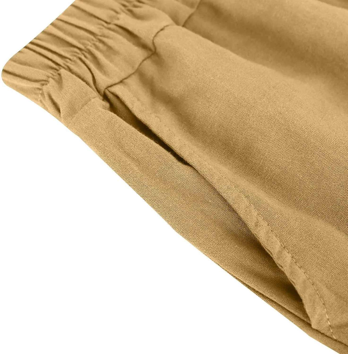 DASAYO Linen Pants Women Summer Elastic Waist Wide Leg Trousers with Pockets Ladies Loose Lounge Cropped Palazzo Beach Pants