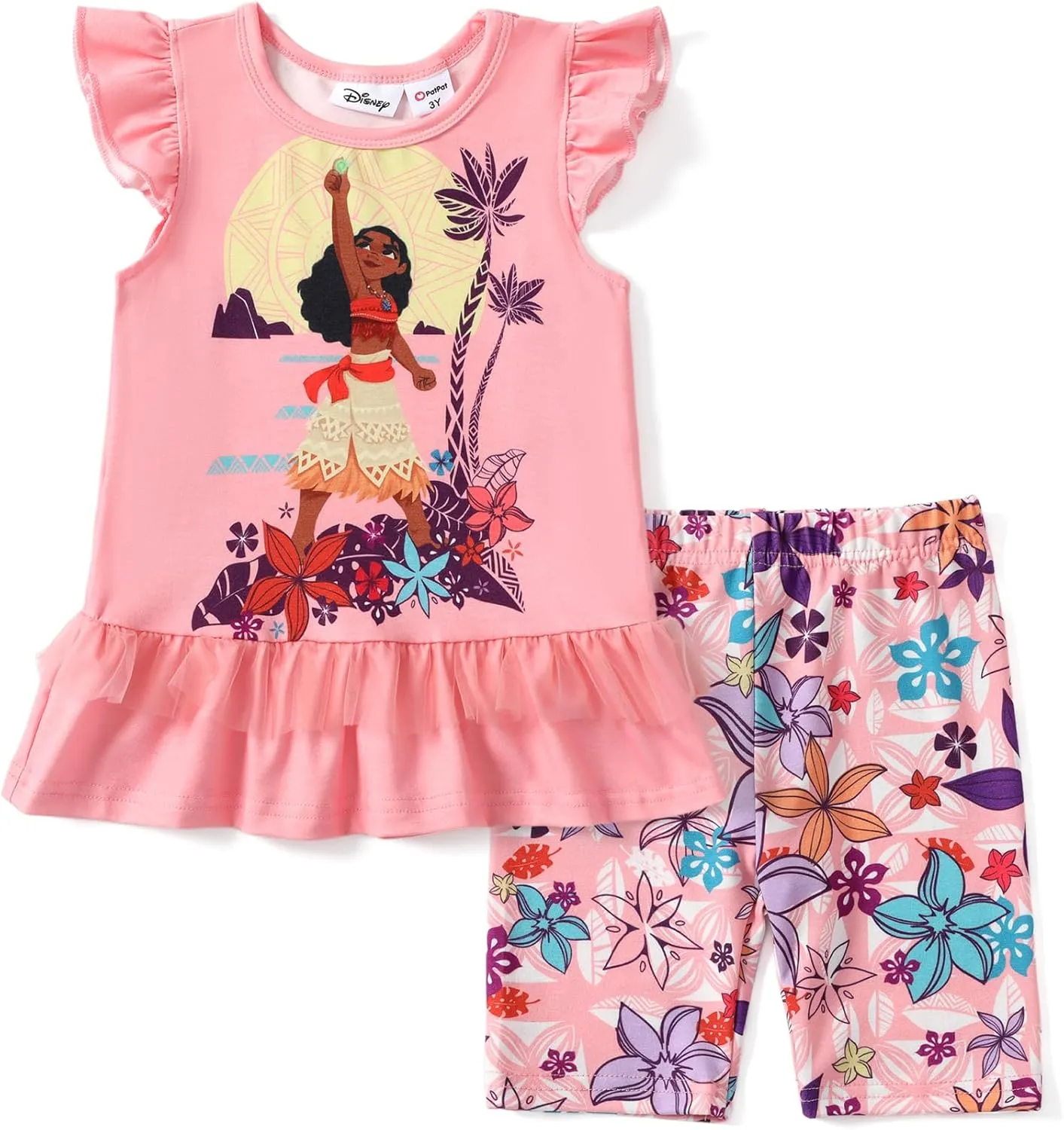 Disney Princess Toddler Girl Outfit Long Sleeve T-Shirt Dress and Striped Leggings Fall Casual Girls Clothing Sets