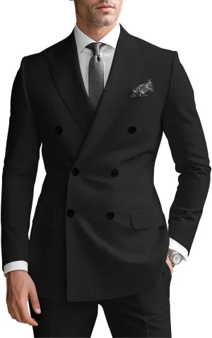 Double Breasted Suits for Men 2 Piece Slim Fit Suit Wedding Suit Prom Double Breasted Blazer Pants Suit