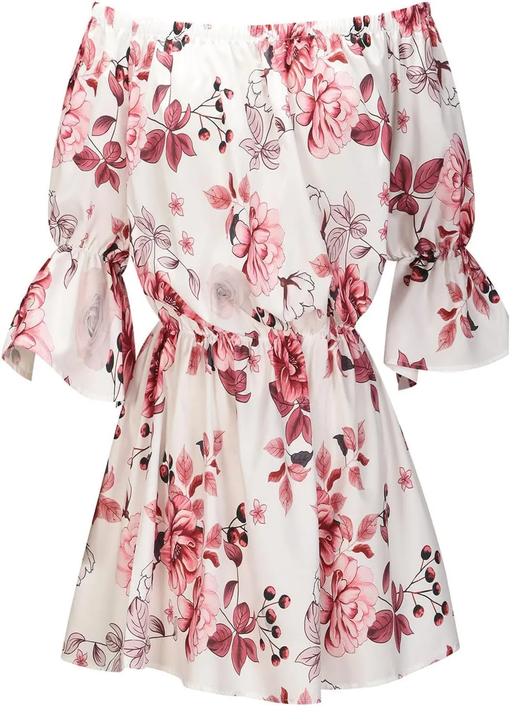 Eduavar Summer Dresses for Women 2024, Beach Dresses for Women 2024 Vacation Sexy Off Shoulder Mini Dress Casual Loose Dress