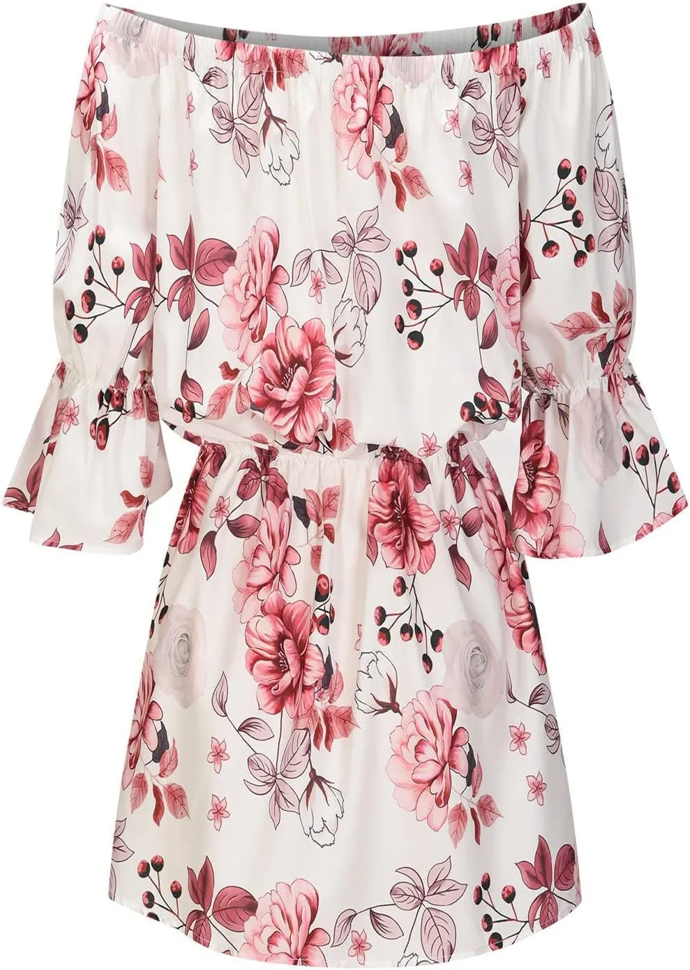 Eduavar Summer Dresses for Women 2024, Beach Dresses for Women 2024 Vacation Sexy Off Shoulder Mini Dress Casual Loose Dress