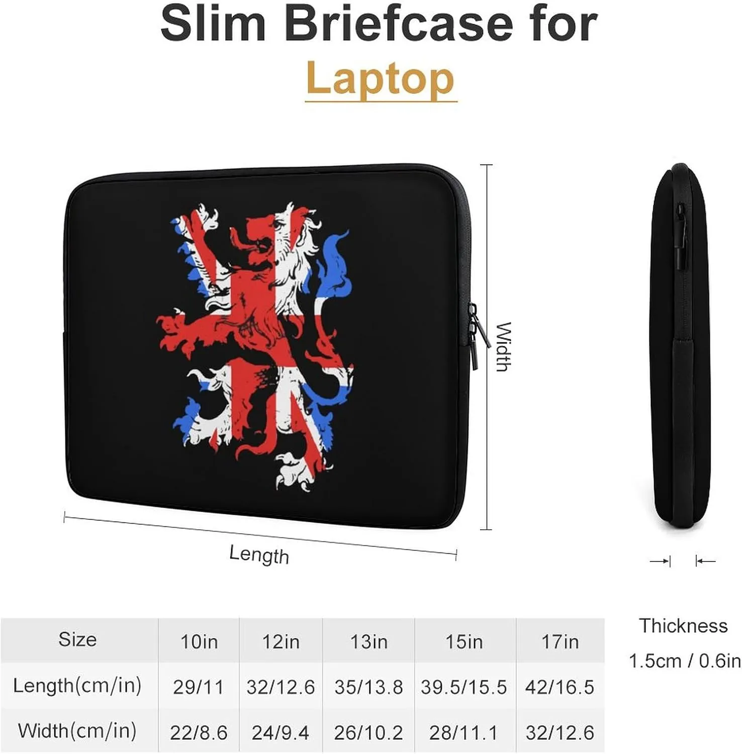 England British Lion Personalized Laptop Bag Business Casual Laptop Case Slim Computer Bag Briefcase