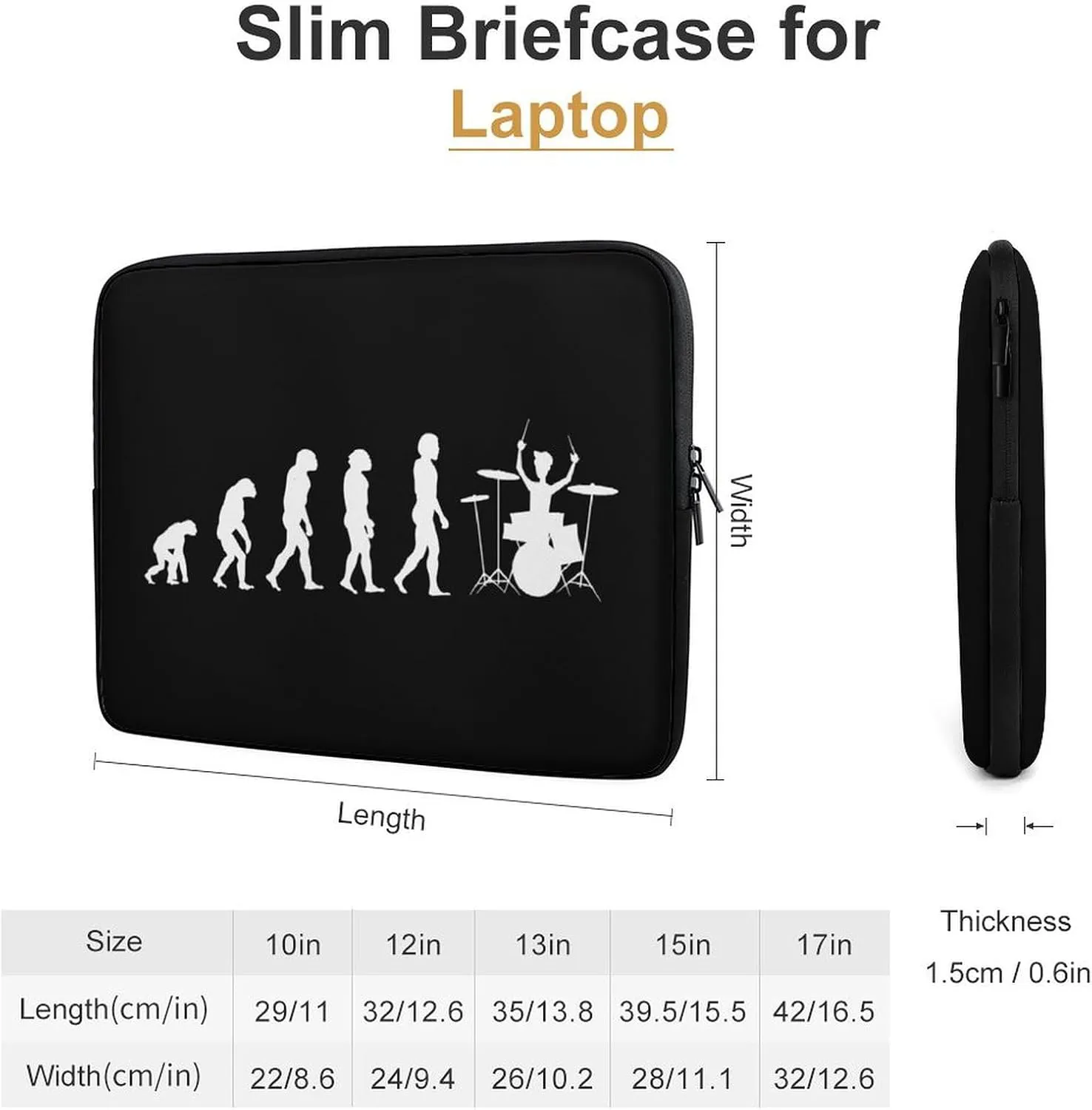 Evolution Drummer Personalized Laptop Bag Business Casual Laptop Case Slim Computer Bag Briefcase