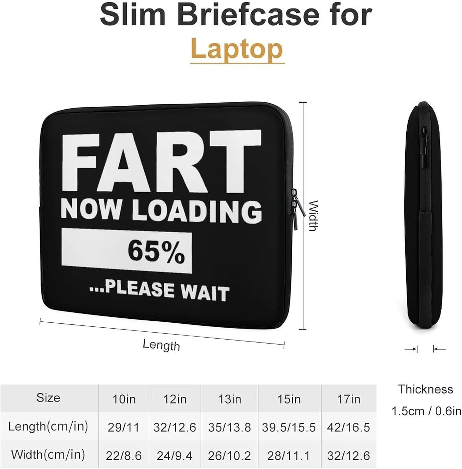 Fart Now Loading Please Wait Personalized Laptop Bag Business Casual Laptop Case Slim Computer Bag Briefcase
