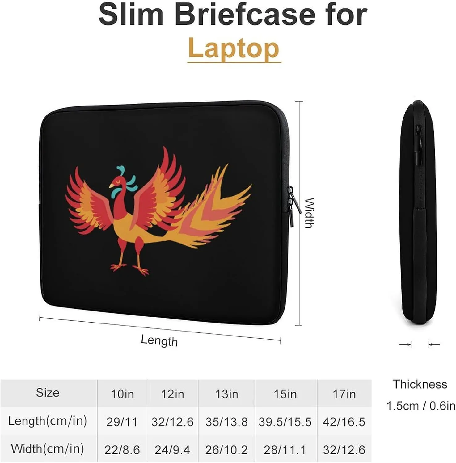 Fire Phoenix Personalized Laptop Bag Business Casual Laptop Case Slim Computer Bag Briefcase