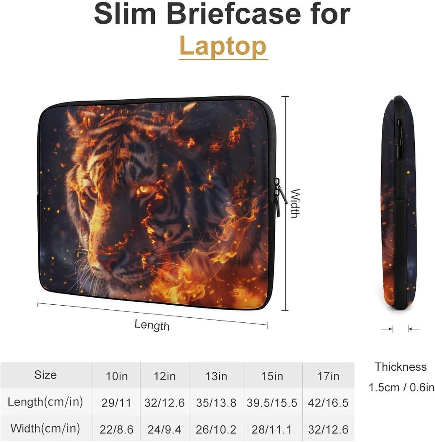 Fire Tiger Personalized Laptop Bag Business Casual Laptop Cases Slim Computer Bag Briefcase