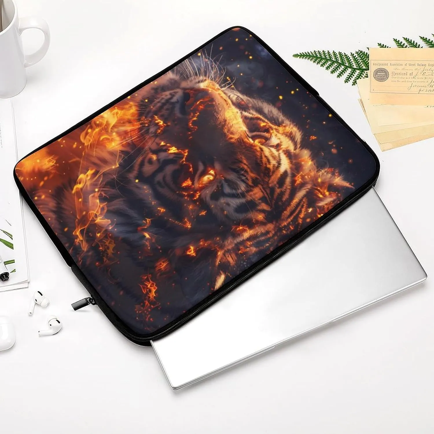 Fire Tiger Personalized Laptop Bag Business Casual Laptop Cases Slim Computer Bag Briefcase