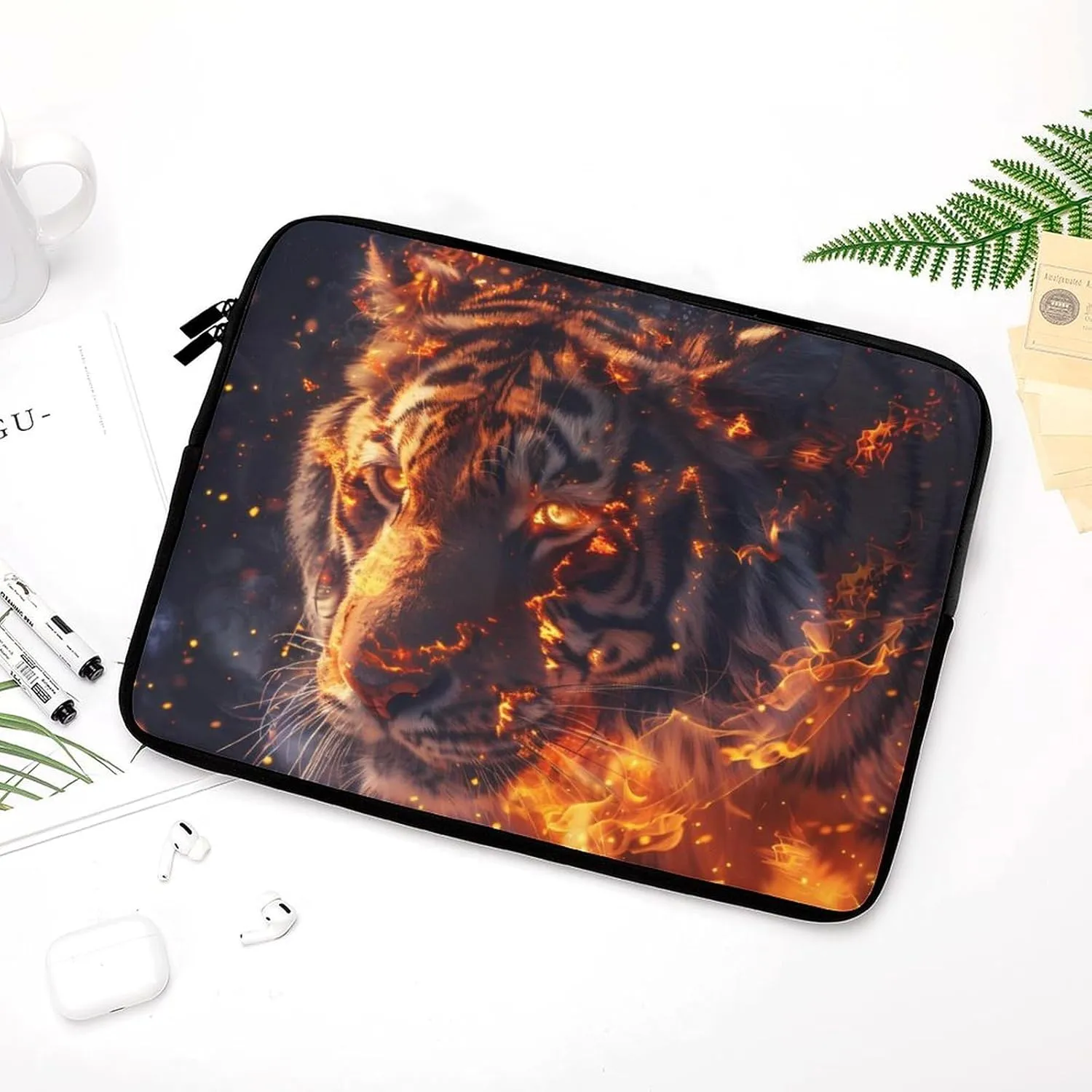 Fire Tiger Personalized Laptop Bag Business Casual Laptop Cases Slim Computer Bag Briefcase