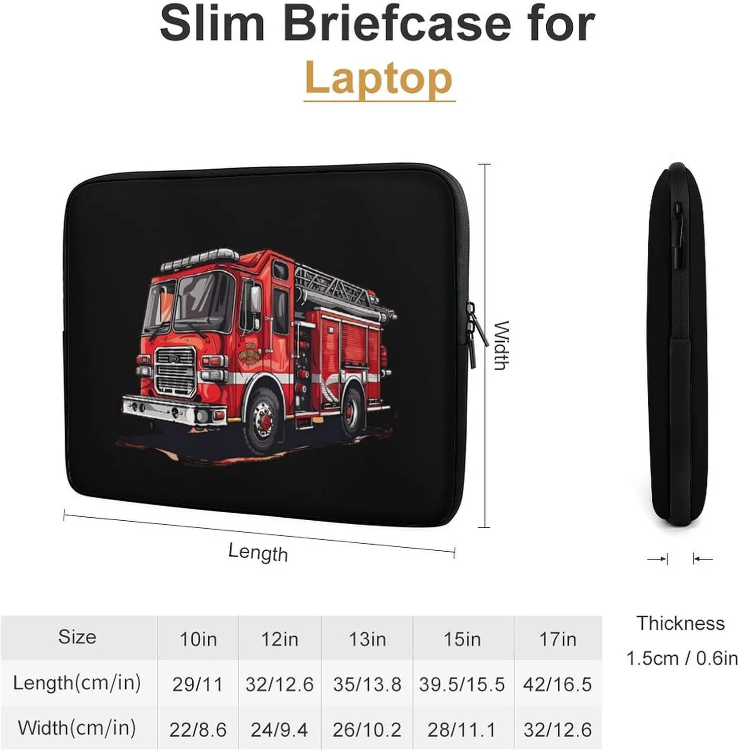 Fire Truck Firefighters Personalized Laptop Bag Business Casual Laptop Cases Slim Computer Bag Briefcase
