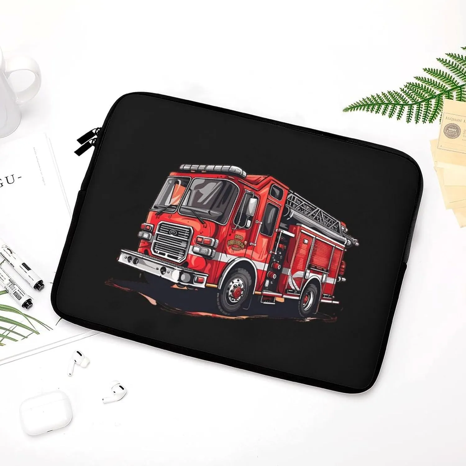 Fire Truck Firefighters Personalized Laptop Bag Business Casual Laptop Cases Slim Computer Bag Briefcase