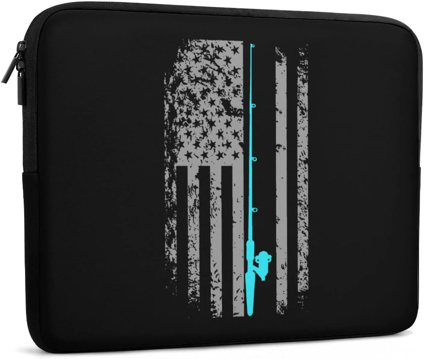 Fishing USA Flag Personalized Laptop Bag Business Casual Laptop Case Slim Computer Bag Briefcase