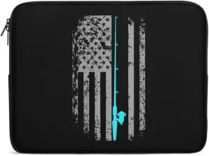 Fishing USA Flag Personalized Laptop Bag Business Casual Laptop Case Slim Computer Bag Briefcase