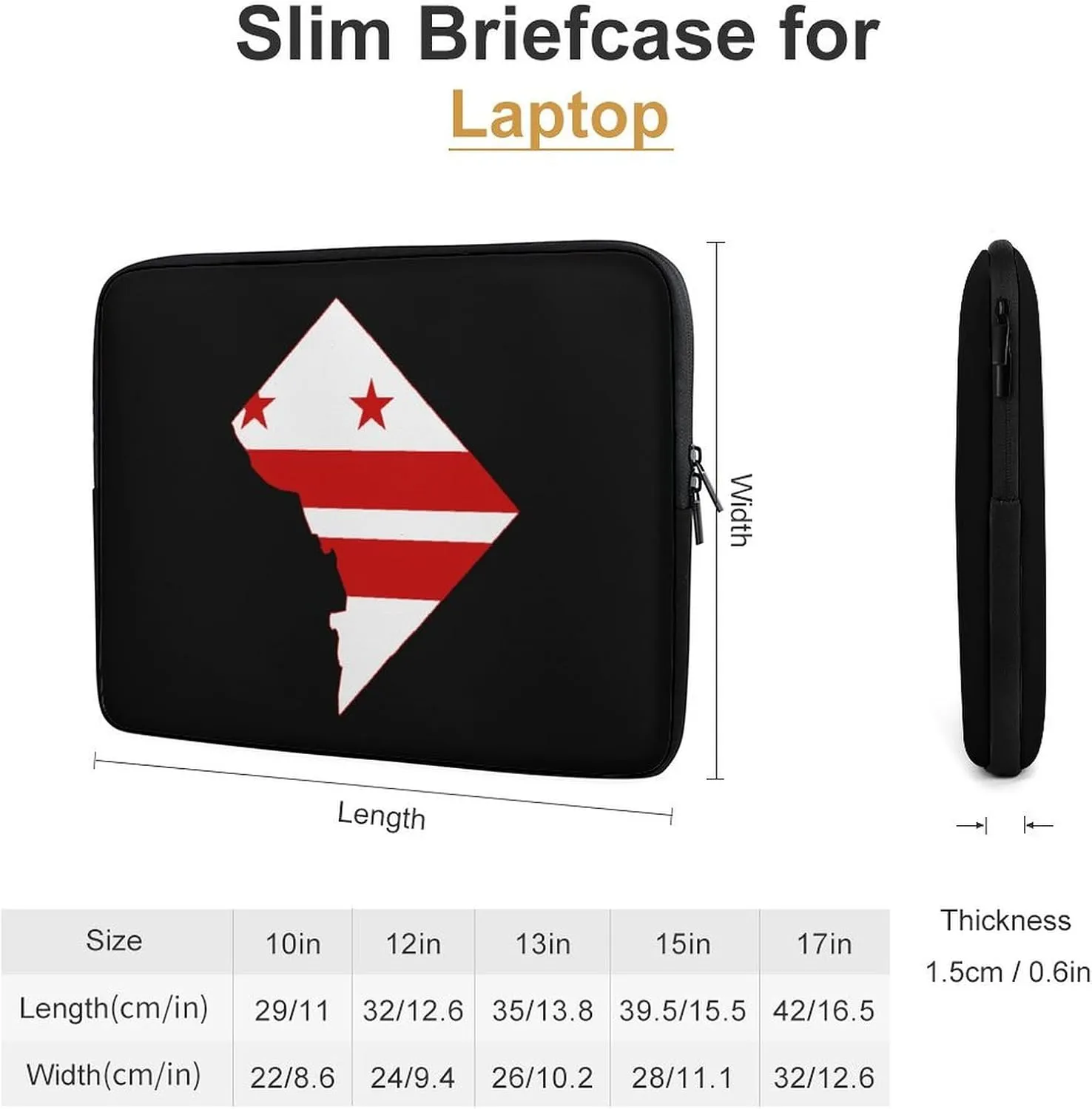 Flag Map of Washington DC Personalized Laptop Bag Business Casual Laptop Case Slim Computer Bag Briefcase