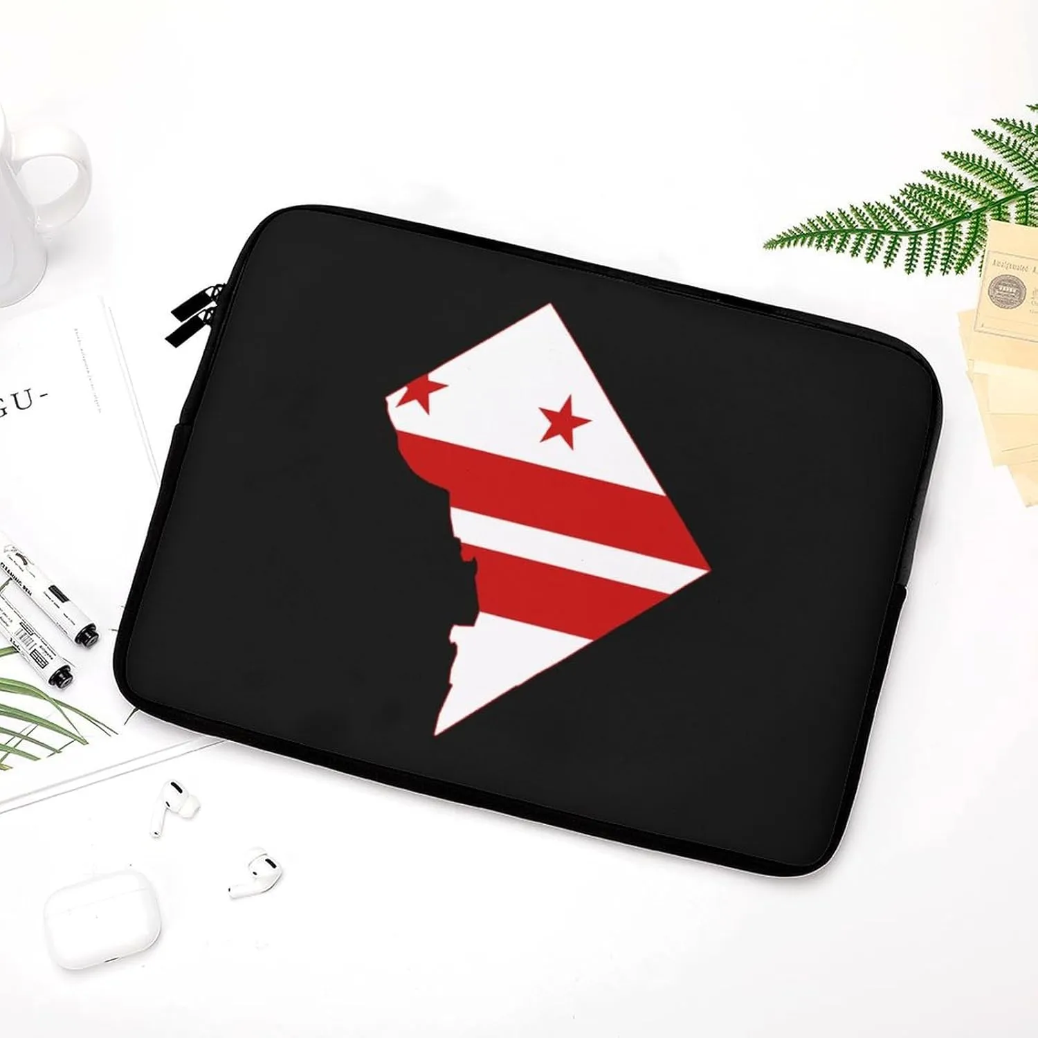 Flag Map of Washington DC Personalized Laptop Bag Business Casual Laptop Case Slim Computer Bag Briefcase