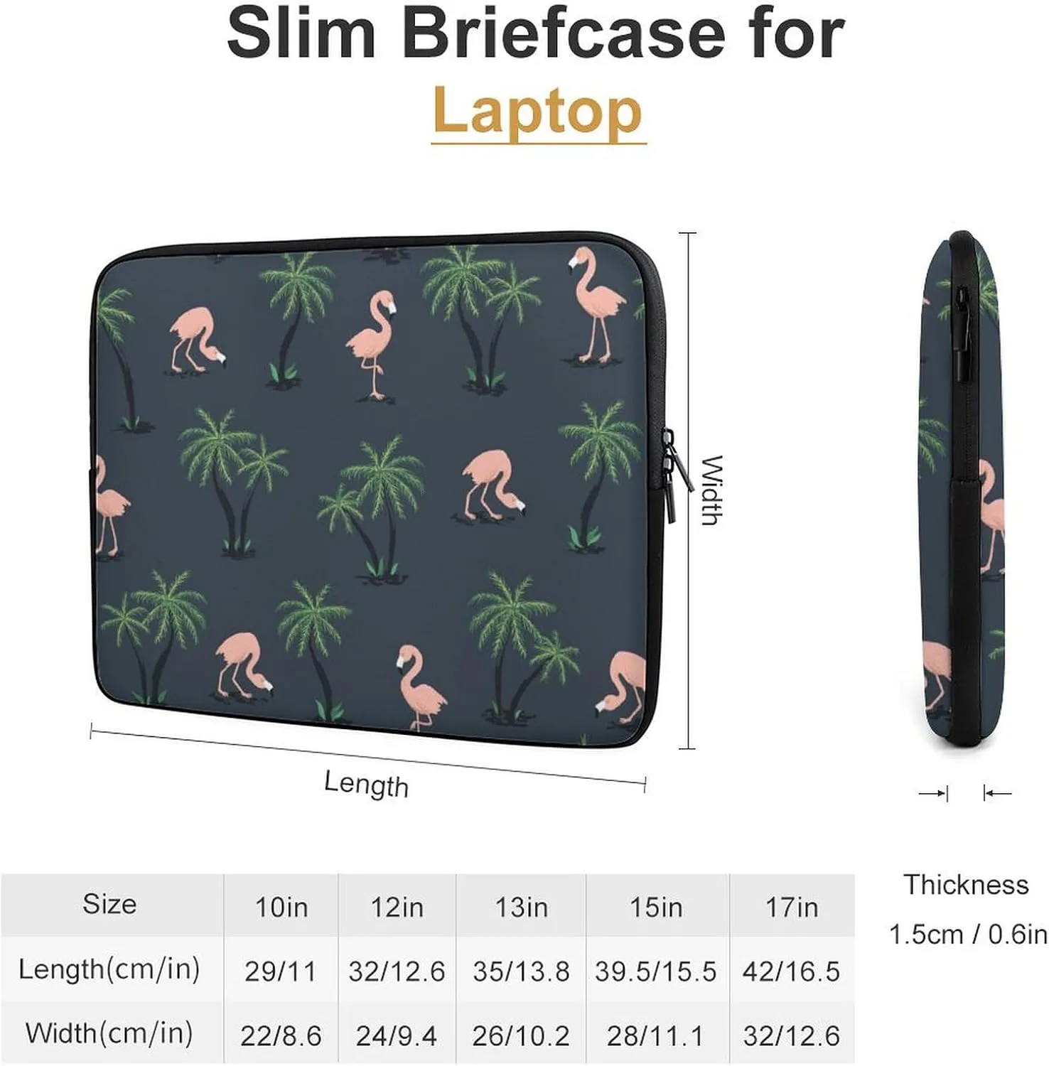 Flamingo Birds And Palm Trees Personalized Laptop Bag Business Casual Laptop Case Slim Computer Bag Briefcase