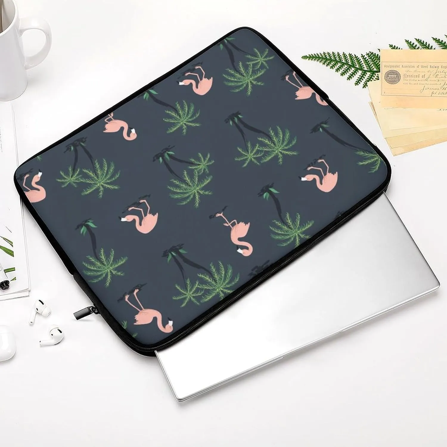 Flamingo Birds And Palm Trees Personalized Laptop Bag Business Casual Laptop Case Slim Computer Bag Briefcase